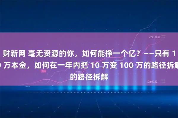 财新网 毫无资源的你，如何能挣一个亿？——只有 10 万本金，如何在一年内把 10 万变 100 万的路径拆解